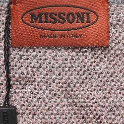 Pre Owned Missoni Grey Patterned Lurex Knit Long Sleeve Mini Dress M