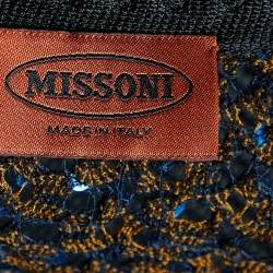 Pre Owned Missoni Sequined Crochet Knit Wool Blend Kaftan Dress L