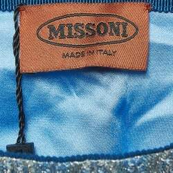 Missoni Metallic Blue/Silver Patterned Knit Maxi Skirt M