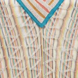 Pre Owned Missoni Multicolor Chevron Pattern Knit Maxi Kaftan Dress L