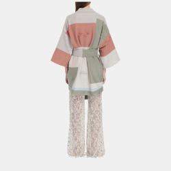 Missoni Multicolor Patchwork Cotton Belted Overcoat S (IT 40)