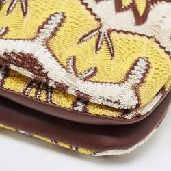 Pre Owned Missoni Tricolor Crochet Fabric and Leather Flap Shoulder Bag
