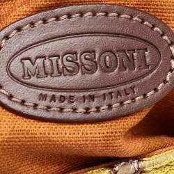 Pre Owned Missoni Tricolor Crochet Fabric and Leather Flap Shoulder Bag