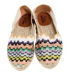 Missoni Multicolor Knit Fabric Espadrilles Flat Size 36