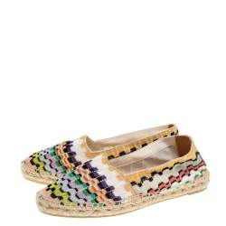 Pre Owned Missoni Multicolor Knit Fabric Espadrilles Flat Size 36