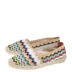 Pre Owned Missoni Multicolor Knit Fabric Espadrilles Flat Size 37