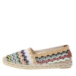Pre Owned Missoni Multicolor Knit Fabric Espadrilles Flat Size 37
