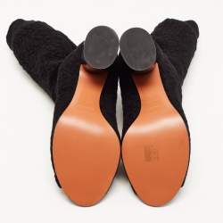 Pre Owned Missoni Black Terry Fabric Sock Peep Toe Booties Size 39.5