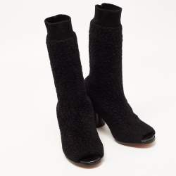 Pre Owned Missoni Black Terry Fabric Sock Peep Toe Booties Size 39.5