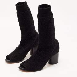 Pre Owned Missoni Black Terry Fabric Sock Peep Toe Booties Size 39.5