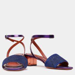 Pre Owned Missoni Lurex Fabric Ankle Strap Sandals Size 39
