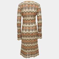Missoni Sport Vintage Brown Chevron Crochet Midi Dress L