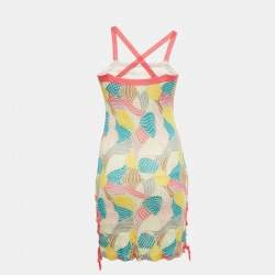Pre Owned Missoni Sport Pink Patterned Knit Lace-Up Mini Dress S