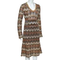Missoni Sport Multicolor Wool & Mohair Patterned Knit Midi Dress L