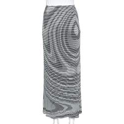 Missoni Sport Grey Textured Jersey Midi Skirt L