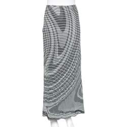 Missoni Sport Grey Textured Jersey Midi Skirt L