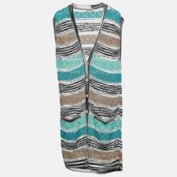 Missoni Sport Multicolor Striped Knit Sleeveless Button Front Cardigan L