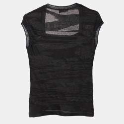 Pre Owned Missoni Sport Black Patterned Knit Sleeveless T-Shirt M