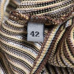 Missoni Sport Vintage Multicolor Zig-Zag Patterned knit V-Neck Top M
