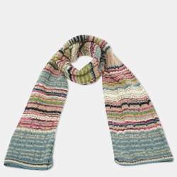 Pre Owned Missoni Multicolor Eyelet Knit Wool & Mohair Stole