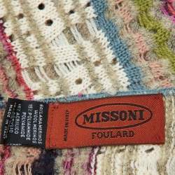 Pre Owned Missoni Multicolor Eyelet Knit Wool & Mohair Stole