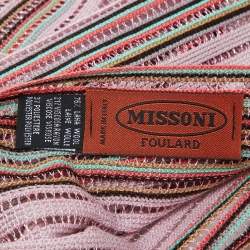 Pre Owned Missoni Pink Striped Lurex & Wool Fringed Stole 