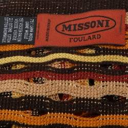 Pre Owned Missoni Brown Sequin Embellished Striped Wool Knit Stole 