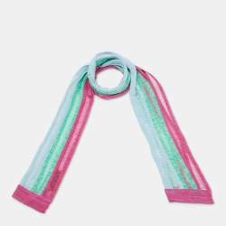 Pre Owned Missoni Multicolor Striped Cotton Knit Stole 
