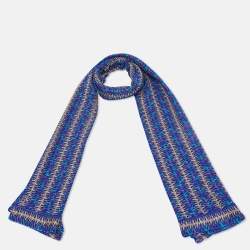 Pre Owned Missoni Blue/Purple Textured Lurex Knit Stole 
