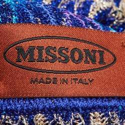 Pre Owned Missoni Blue/Purple Textured Lurex Knit Stole 