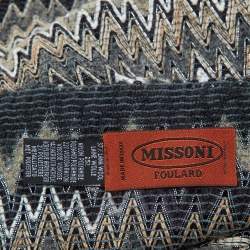 Missoni Grey Zig Zag Pattern Wool Knit Fringed Stole 