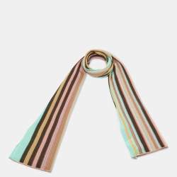 Pre Owned Missoni Multicolor Striped Wool Knit Stole