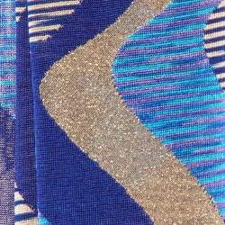 Missoni Blue Wavy Pattern Lurex Wool Stole 