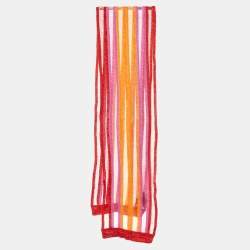 Missoni Red/Yellow Striped Cotton Knit Stole