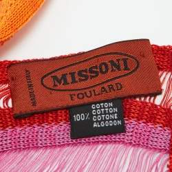 Pre Owned Missoni Red/Yellow Striped Cotton Knit Stole