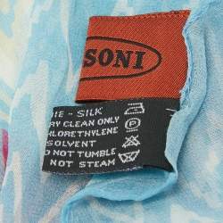 Missoni Blue Chevron Print Silk Scarf 