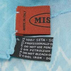 Missoni Blue Chevron Print Silk Scarf 