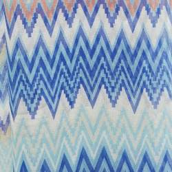 Missoni Blue Chevron Print Silk Scarf 