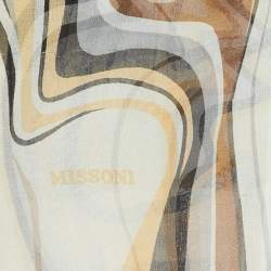 Missoni Brown Abstract Chevron Print Silk Stole