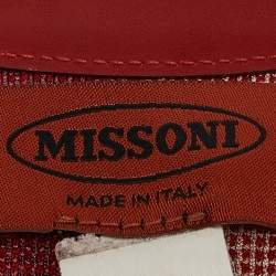 Pre Owned Missoni Red Elastic Band and Leather Stripe Waist Belt S