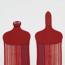 Pre Owned Missoni Red Elastic Band and Leather Stripe Waist Belt S