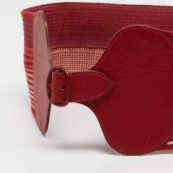 Pre Owned Missoni Red Elastic Band and Leather Stripe Waist Belt S