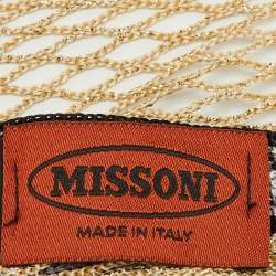Missoni Beige Lurex Open Knit Fringed Stole