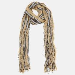 Missoni Beige Lurex Open Knit Fringed Stole