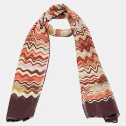 Pre Owned Missoni Brown Printed Silk Scarf