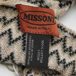 Pre Owned Missoni Beige/Black Zig Zag Crochet Scarf 