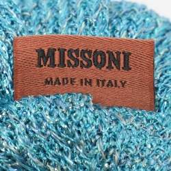 Pre Owned Missoni Metallic Blue Knotted Crochet Knit Headband