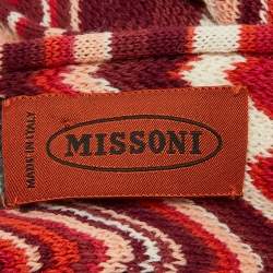 Pre Owned Missoni Multicolor Chevron Patterned Cotton Knit Scarf