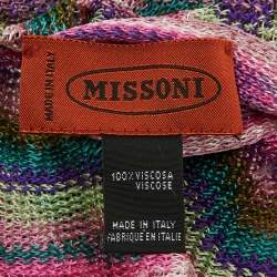 Pre Owned Missoni Multicolor Wavy Pattern knit Fringed Stole
