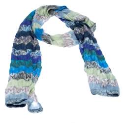 Pre Owned Missoni Multicolor Flame Knit Stole